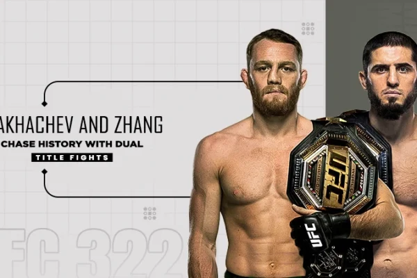 ufc 322 makhachev and zhang chase history with dual title fights