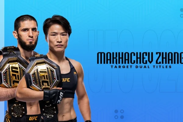 ufc 322 makhachev zhang target dual titles