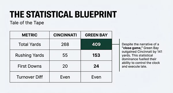Bengals vs Packers Statistics